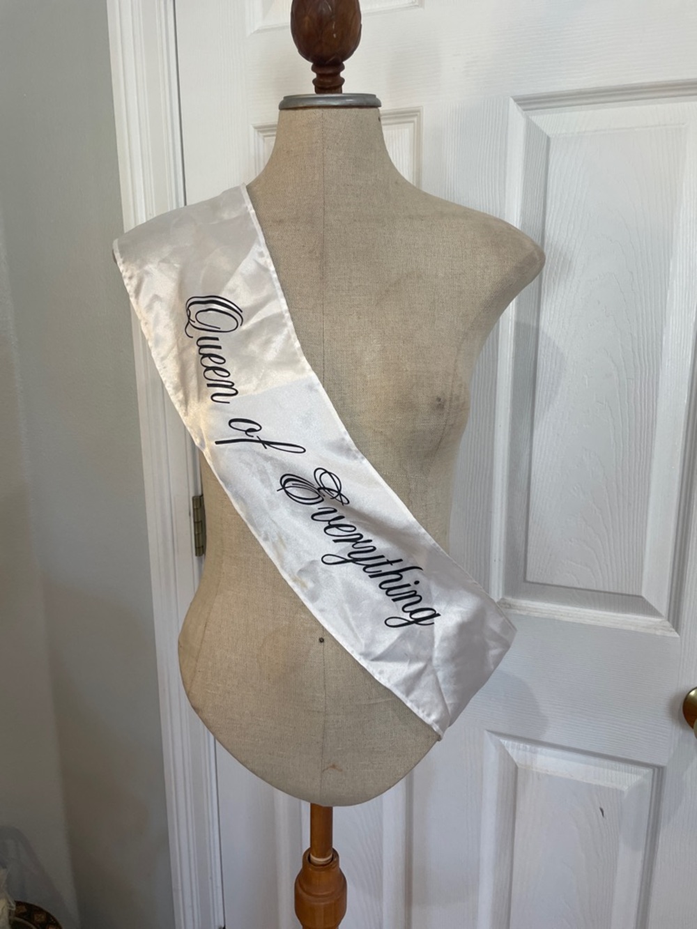 Vintage Queen of Everything white Sash